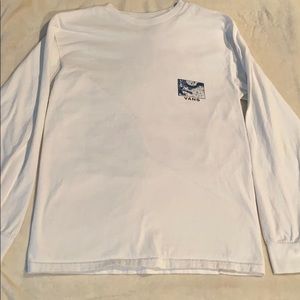 vans off the wall log sleeve shirt ( white )